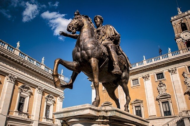 a statue of marcus aurelius riding a horse in rome